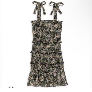 Katie J NYC Kids Evan Black Smocked Fitted Floral Dress